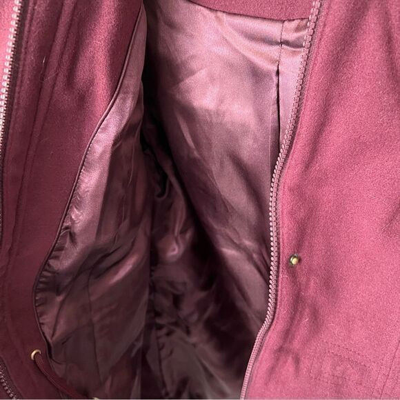 Denim & Co Anorak Jacket Sherpa Lined Hood Women in Deep Burgundy | size XS - Picture 8 of 11